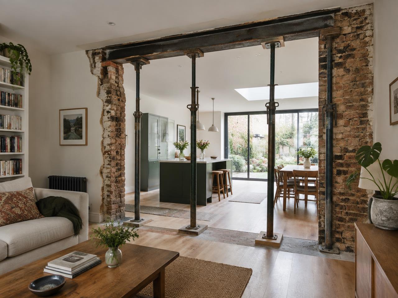 Interior wall opening prepared for a structural alteration