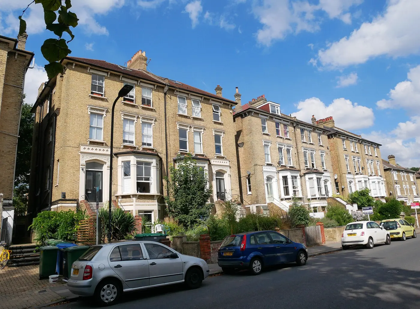 Large Victorian semi-detached villas with bay windows on Thicket Road, Penge